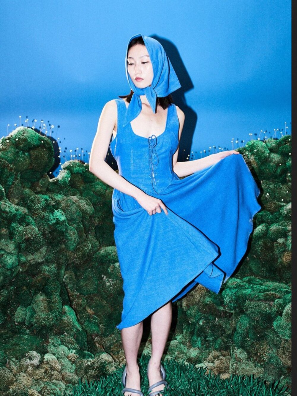Farm Chores Midi Dress - French Blue - Linen - Size S